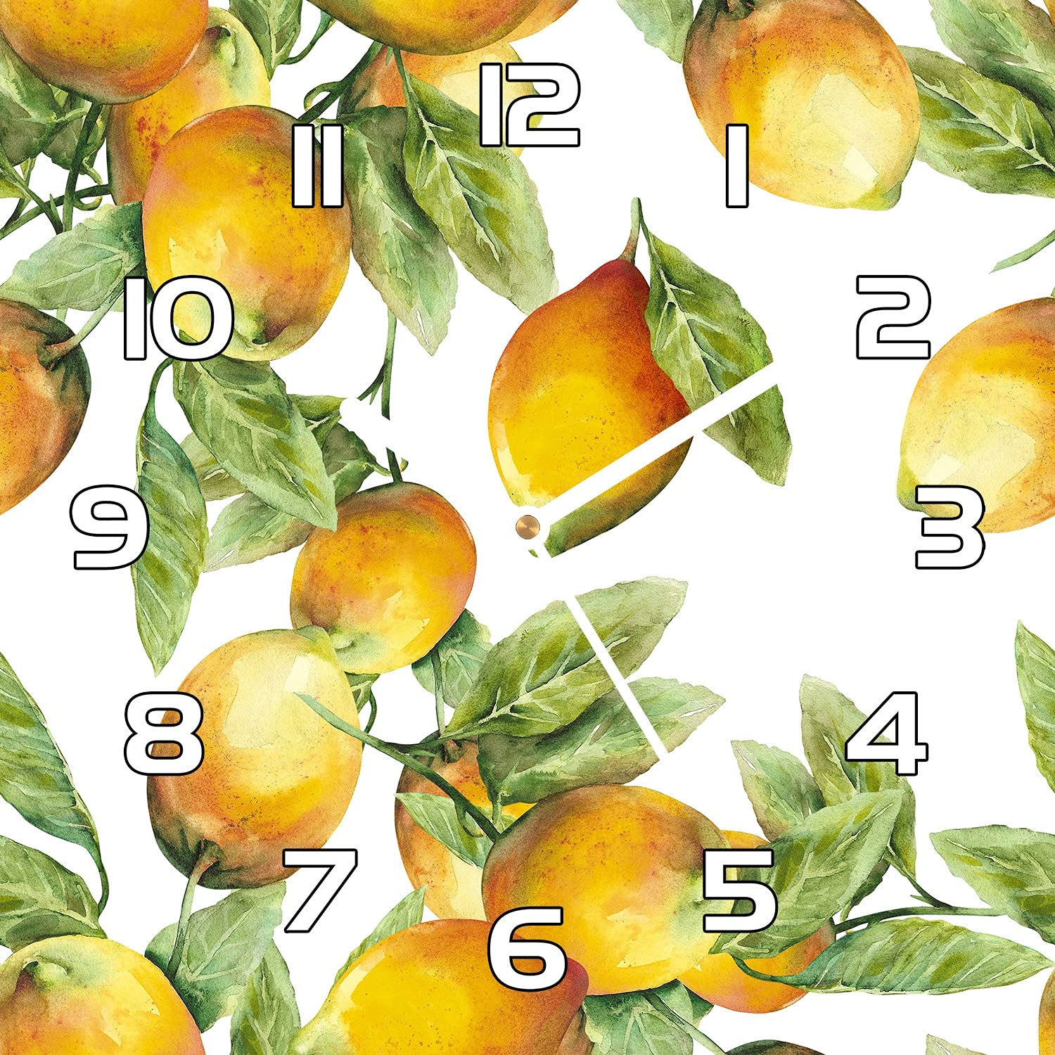 Horloge en verre 30x30 cm Citrons Fruits pour cuisine et salon moderne