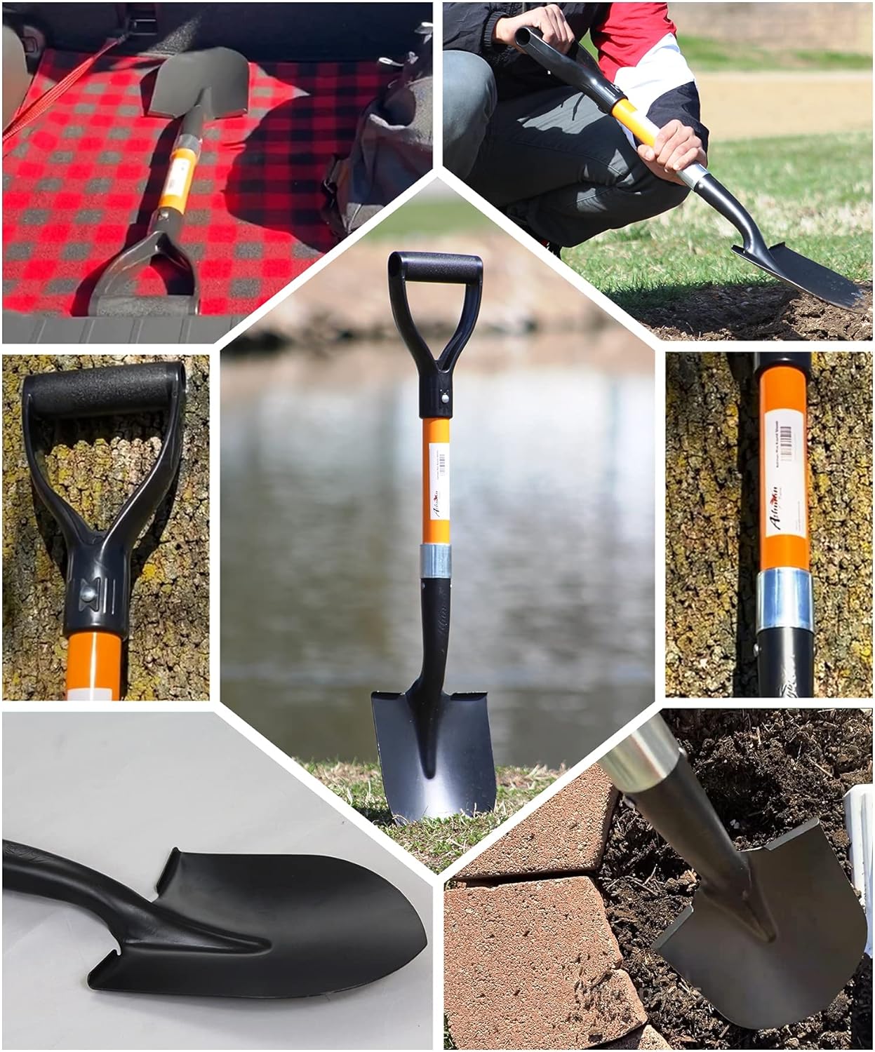 Ashman Mini Round Shovel (1 Pack) - 27 Inches in Length, Durable Handle, Round Shovel with Comfortable Grip with a Sturdy Blade, Multipurpose Premium Round Point Blade Shovel. : Patio, Lawn & Garden