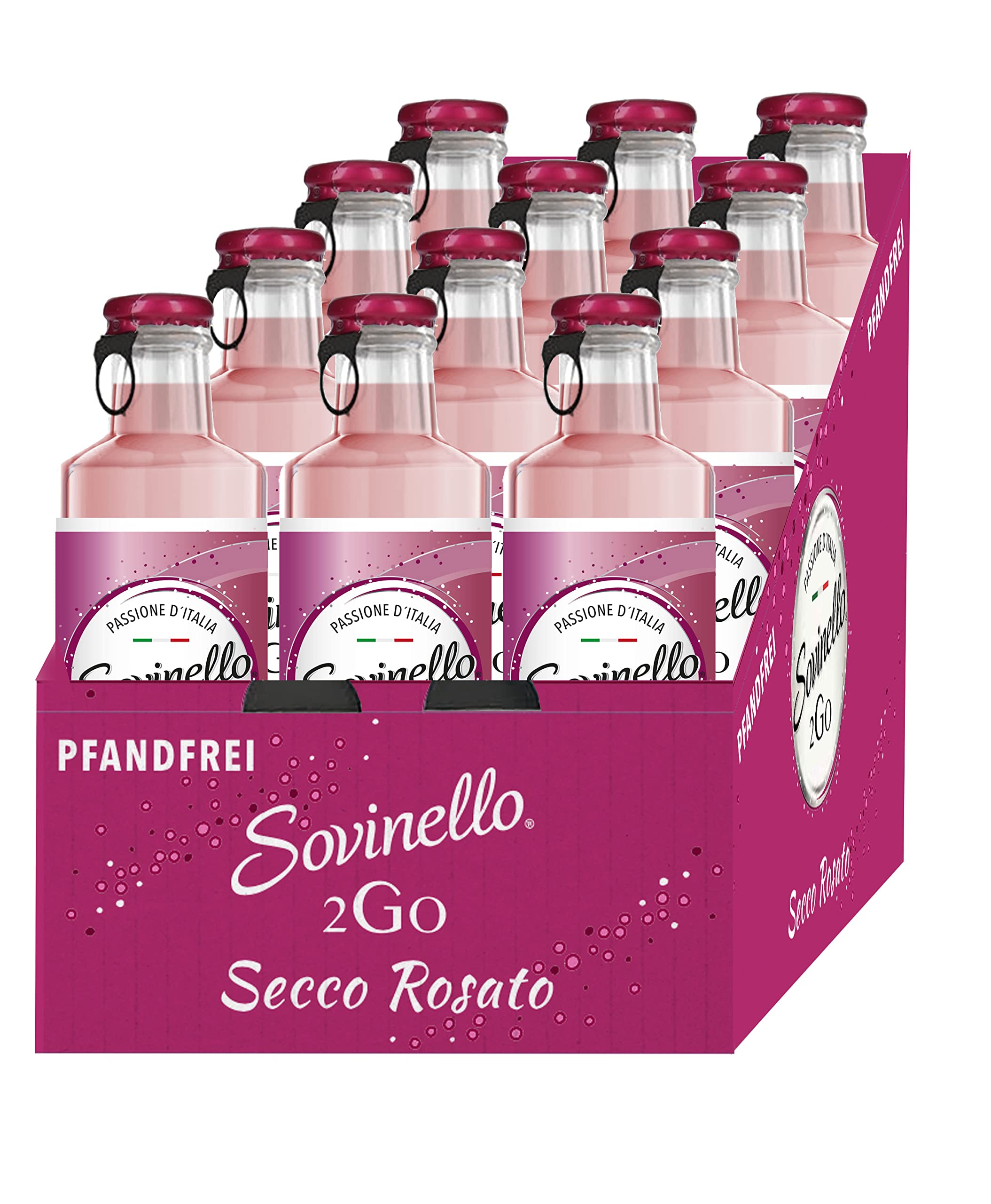 Sovinello 2GoSecco Rosato, sparkling cocktail made with Italian white wine (12 x 0.275 L)