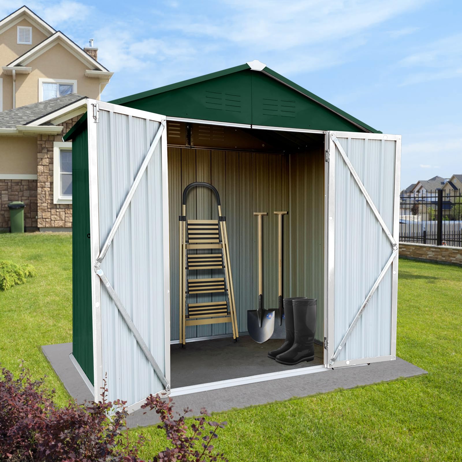 Amazon.com : Jintop 4x6 FT Outdoor Metal Storage Sheds with