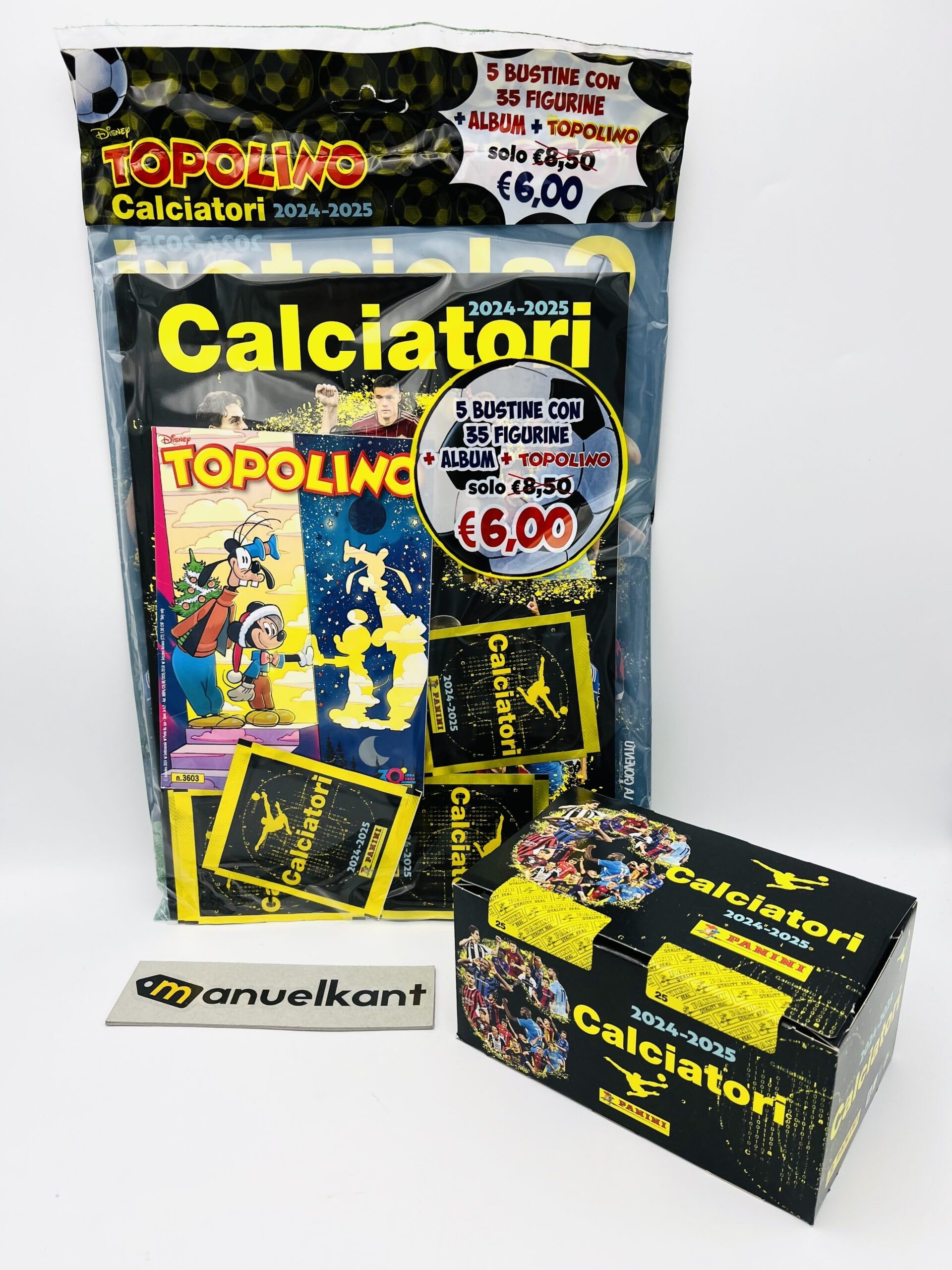 manuelkant Calciatori Panini 2024 2025 Starter Topolino + Scatola Box 100 bustine di figurine sigillate Edicola