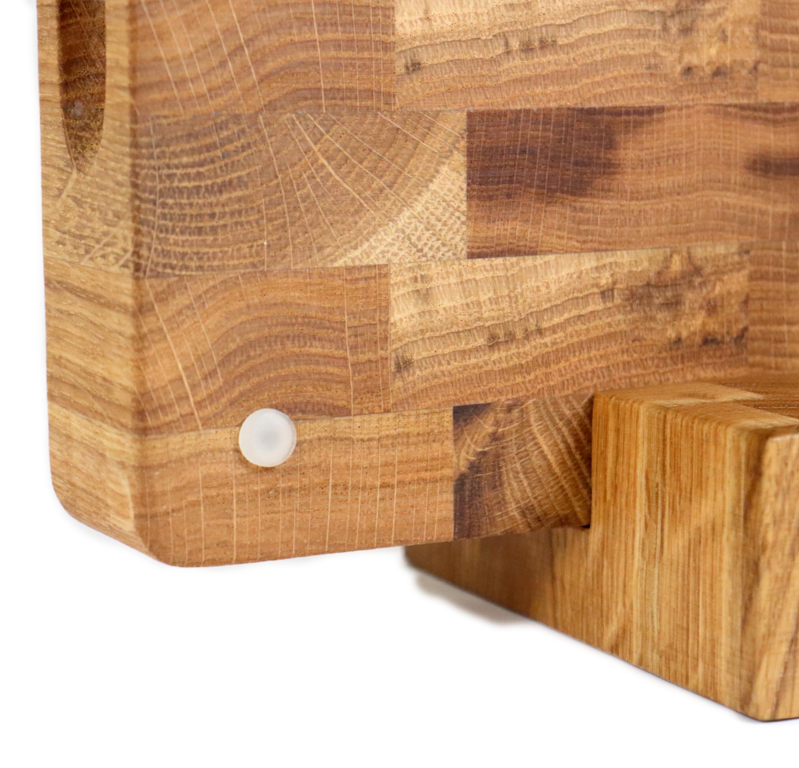 B4K® Tagliere con supporto in legno di quercia, 45 × 30 × 4 cm, massello di legno di cervello antibatterico con manici e piedini in silicone, perfetto per cucina, carne e barbecue