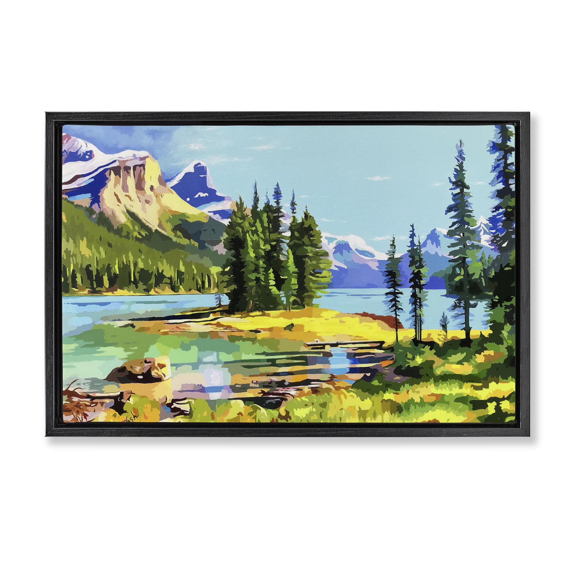 Stupell Industries Jet Black (Matte) 'Alpine Mountain Solitude'| Floating Frame Canvas Art