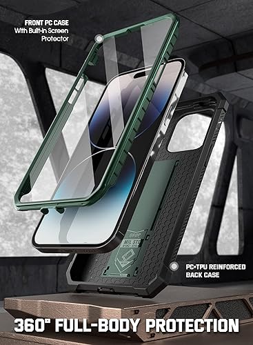 Miniatura 8 de Poetic Funda compatible con iPhone 14 Pro Max, funda Spartan para iPhone 14 Pro Max, funda protectora de cuerpo completo con textura de cuero