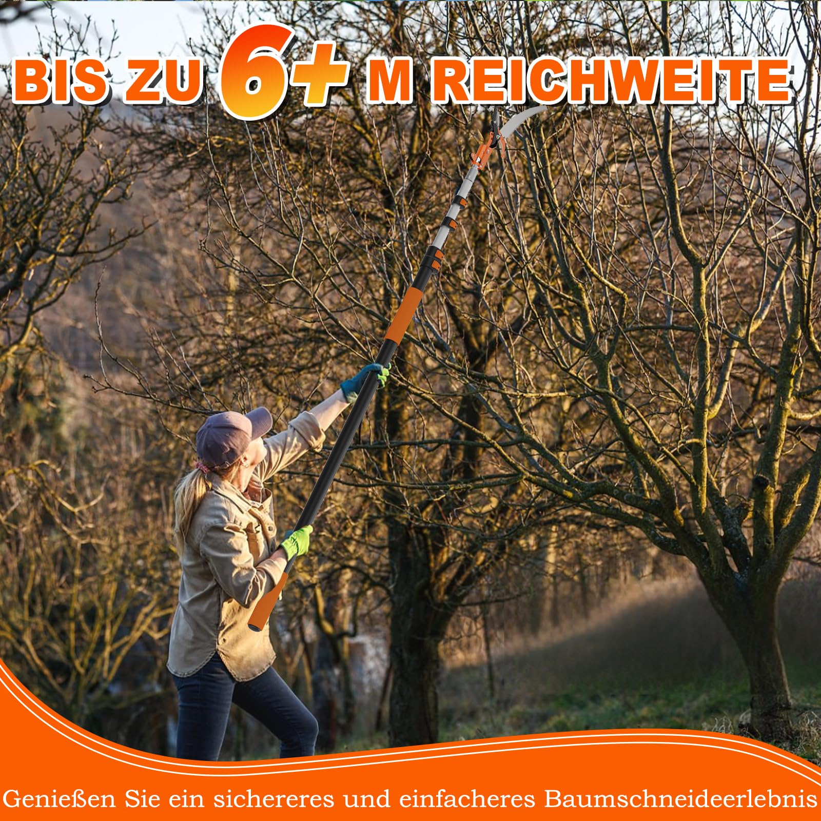 SISUPASSIE 6m Hochentaster mit Teleskopstiel, 2-in-1 Teleskop Astsäge für Äste, Professionelle Baumsäge für Für Hof und Garten