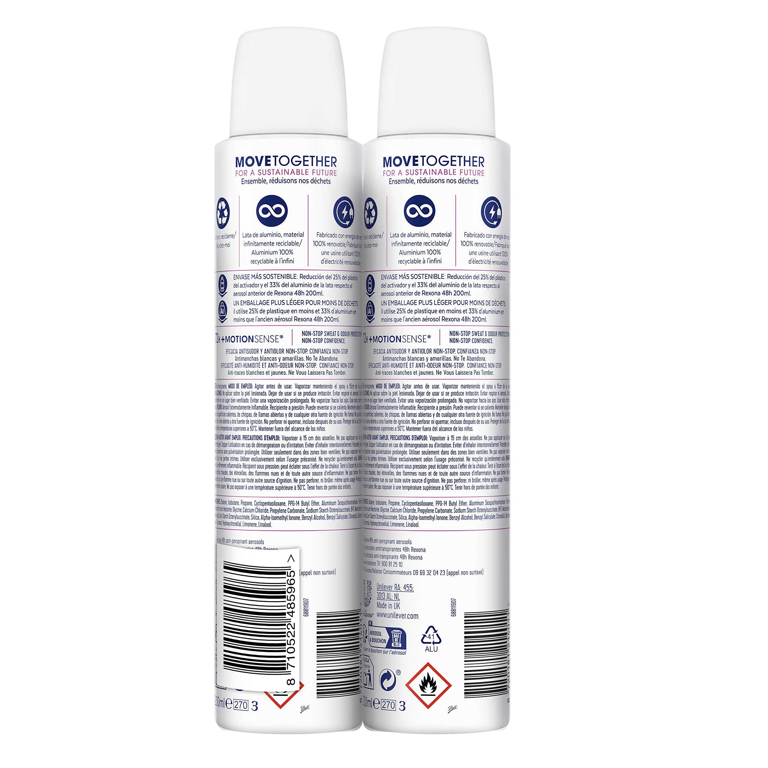 Rexona Niewidoczny dezodorant w sprayu antyperspirant dla kobiet, przeciw plamom, 2 x 200 ml, ambalaż może się różnić