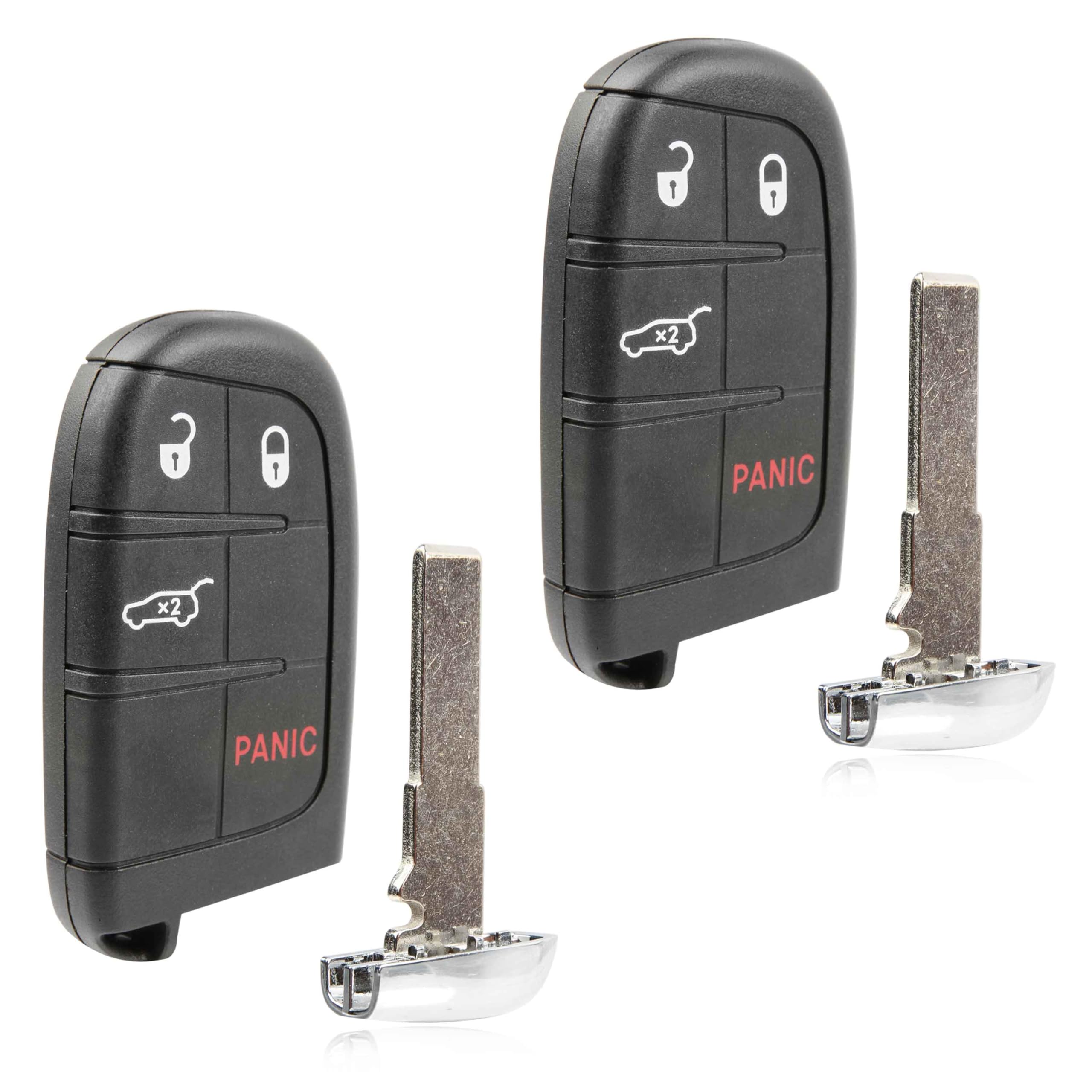 2 llaveros de repuesto de 4 botones de alta seguridad para Jeep Compass 2017-2022 (M3N-40821302, 68250341AB)