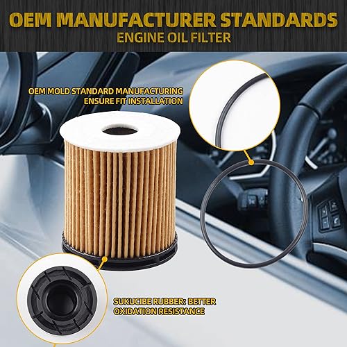 Miniatura 3 de Dasbecan 26350-2M000 Filtro de aceite con sellos compatible con Hyundai Elantra Santa Kia K5 16L Motor 2020-2023