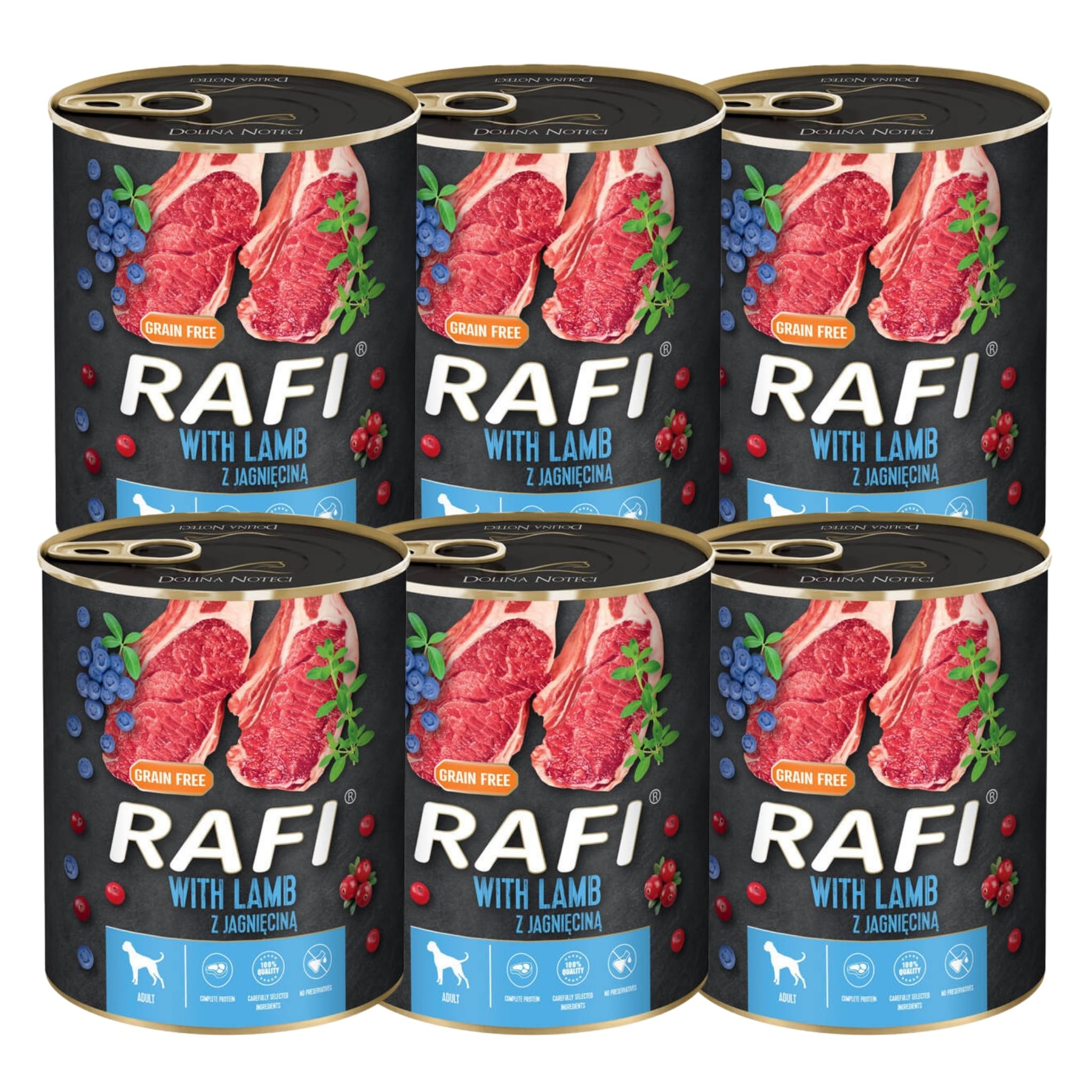 Rafi Complete Wet Dog Food with Lamb for Adult Dogs 6 x 800g Cans