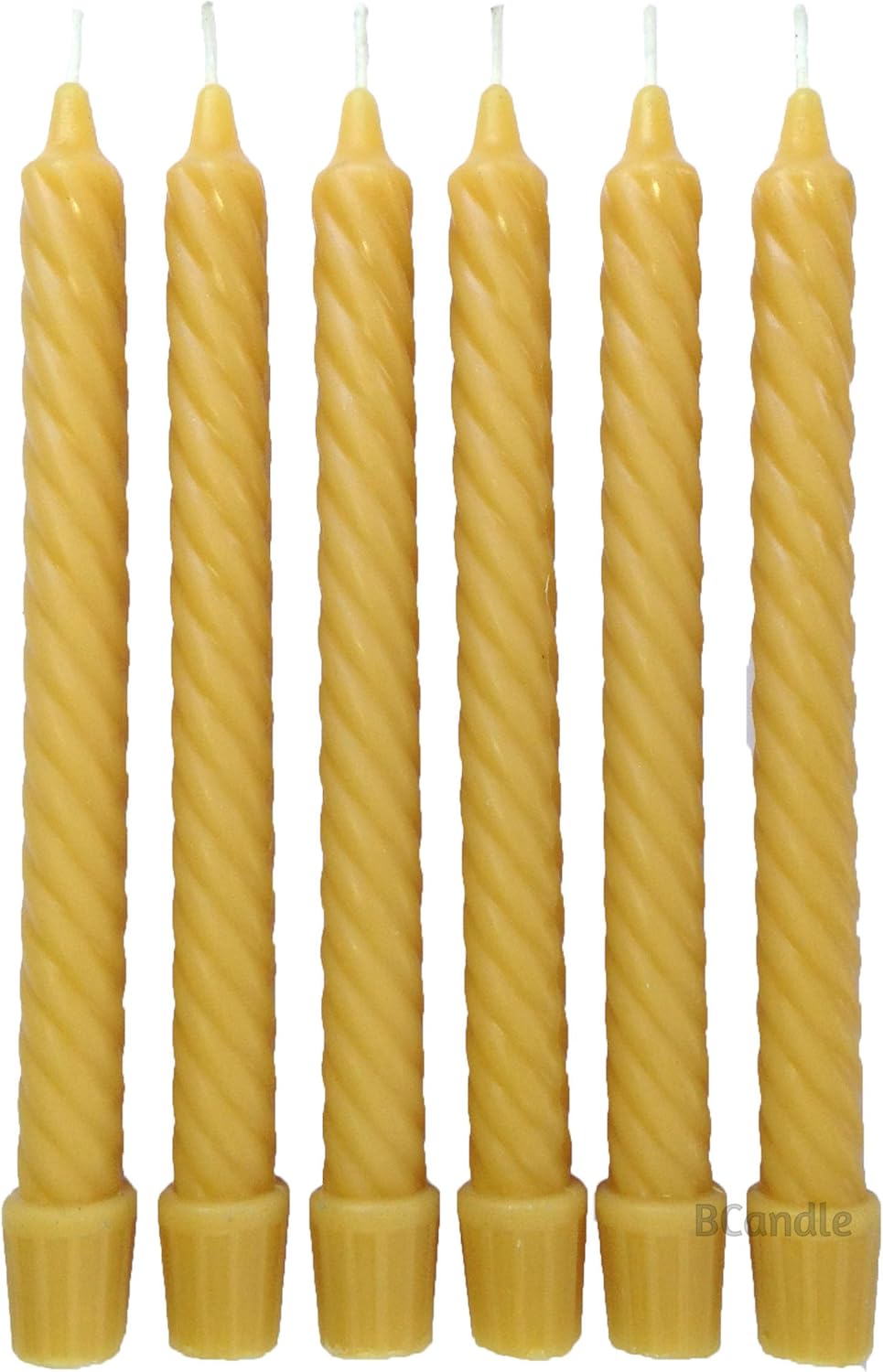 100% Pure Beeswax Spiral Twist Taper Candles (Set of 12) Organic - 8 Inches Tall, 3/4 Inch Diameter, Hand Made