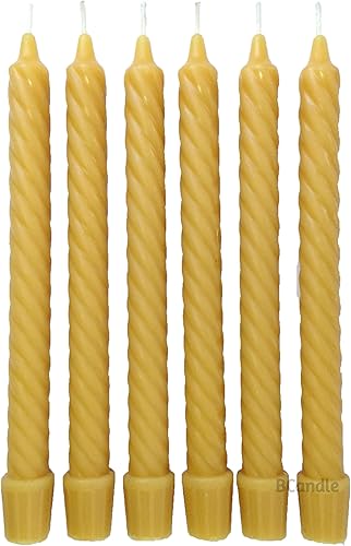 Miniatura 7 de Velas cónicas en espiral de cera de abeja 100% pura (juego de 2) orgánicas, 8 pulgadas de alto, 34 pulgadas de diámetro, hechas a mano