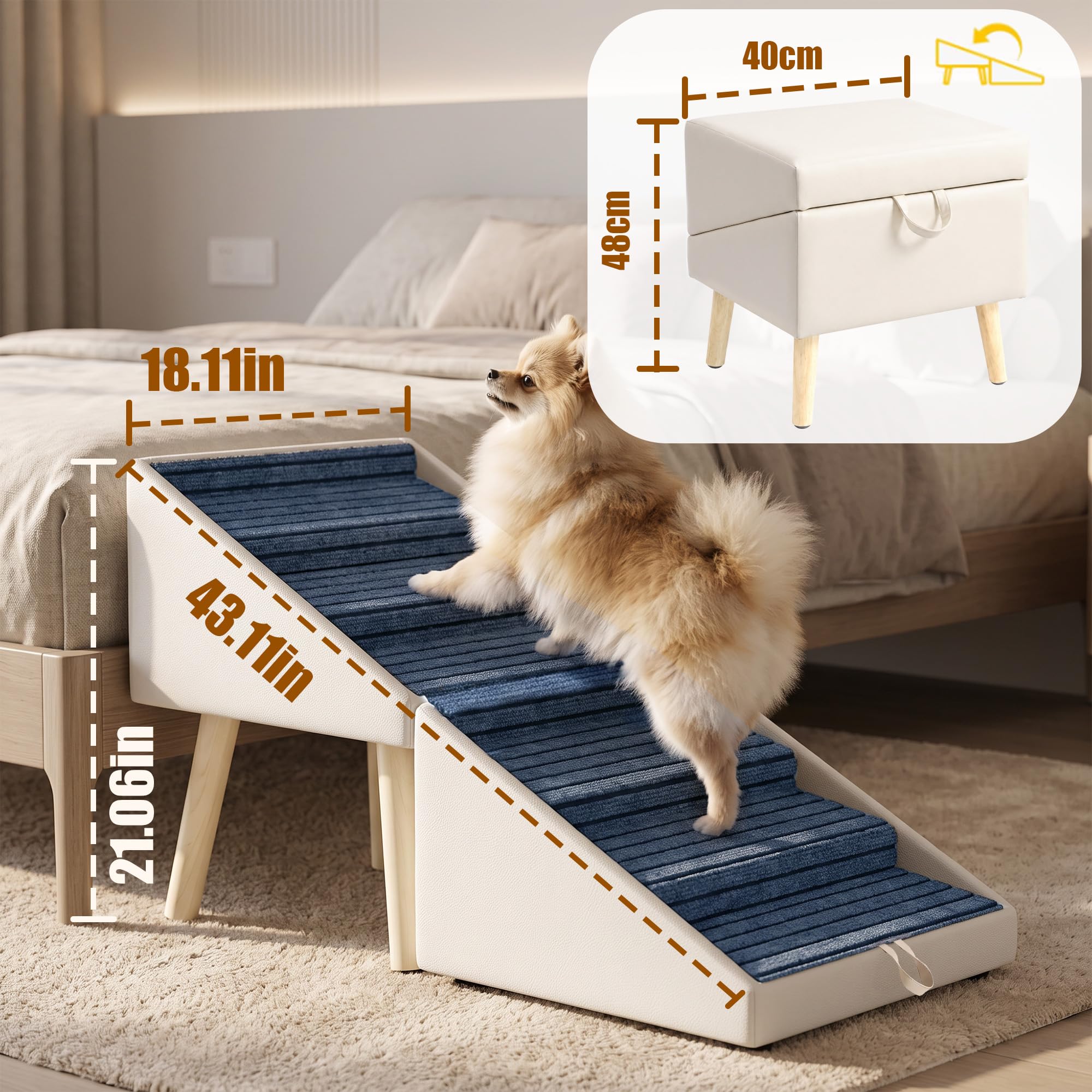 Scala E Rampe 2-In-1 Per Cani Pieghevole Utilizzabile Anche Come Sgabello