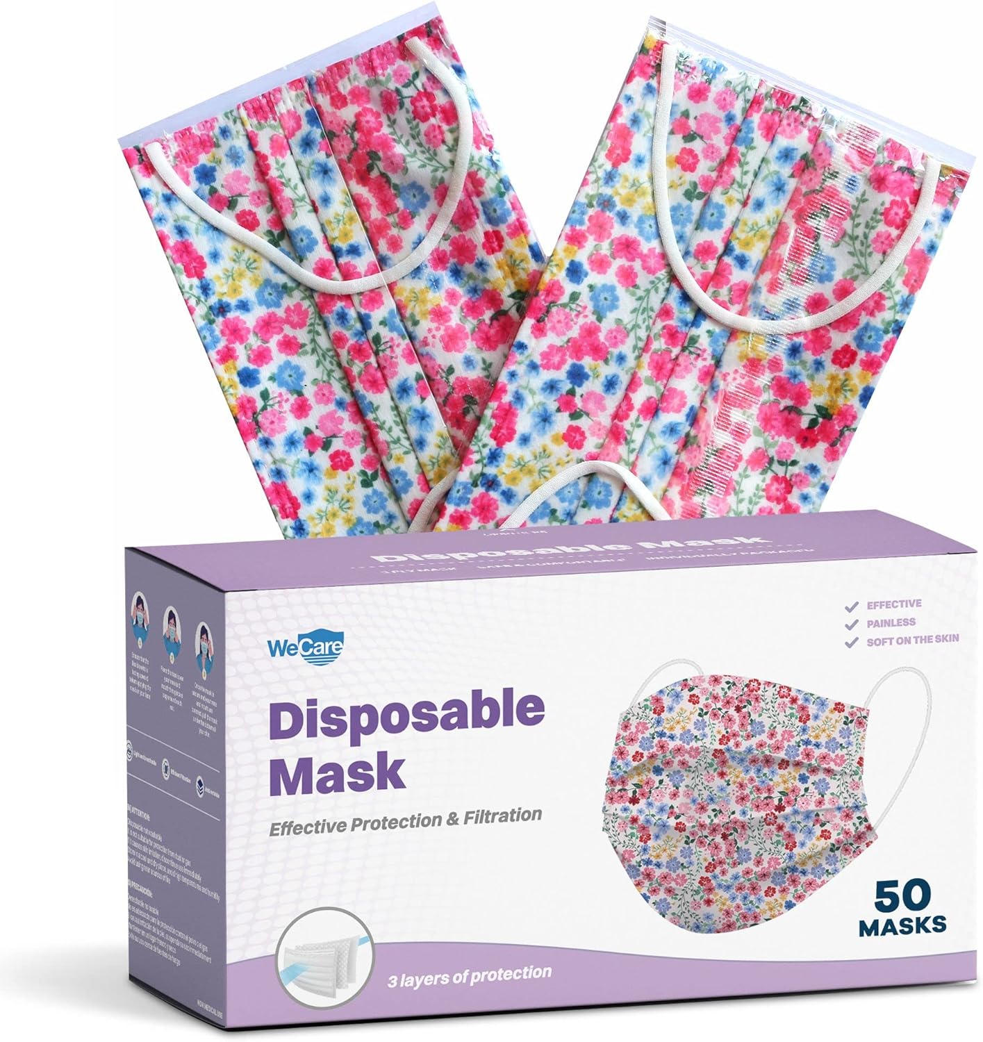 Amazon.co.jp WECARE Disposable Face Mask Individually Wrapped 50