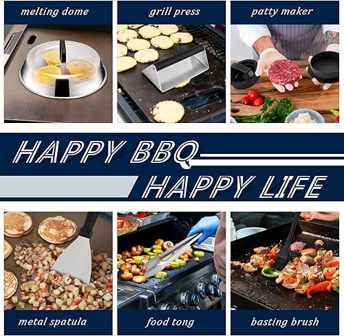 Miniatura 5 de HaSteeL - Juego de 20 accesorios para parrilla, juego de herramientas Teppanyaki de acero inoxidable para interiores y exteriores, barbacoa,