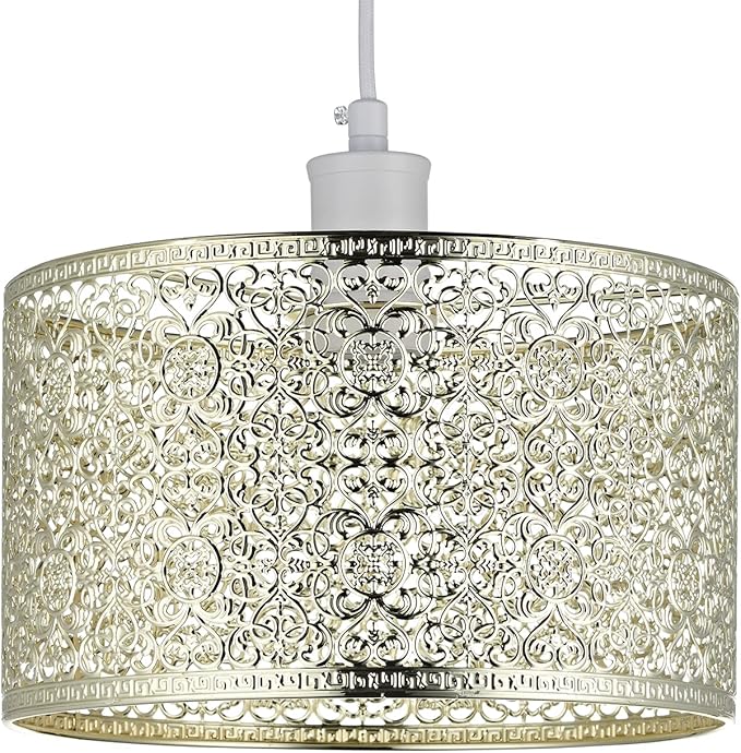 Ornate and Classic Moroccan Style Designed Shiny Plated Gold Metal