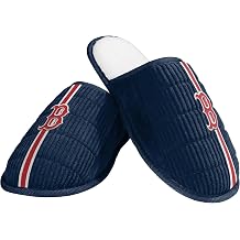 FOCO MLB Mens Officially Licensed Embroidered Primary Logo Game Day Team Color Baseball Sherpa Slides Slippers