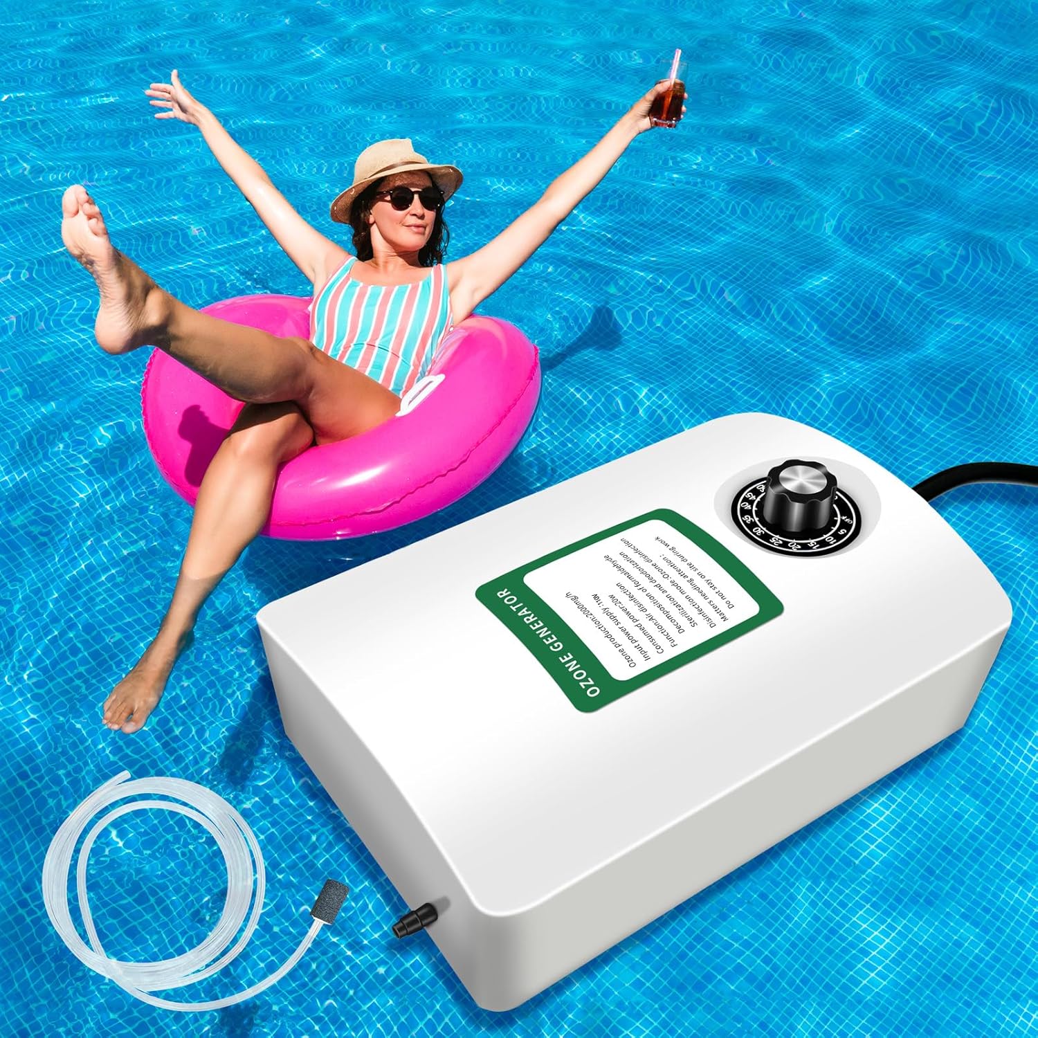 2000mg/H Ozone Generator for Cold Plunge with Timer,Ozone Bubbler, Portable Ozone Generator Keep Hot Tub Water Clean, Ozone Generator Hot Tub, Spa, Cold Plunge Accessories