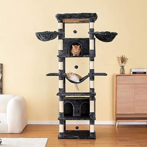 Miniatura 9 de MWPO Árbol para gatos extra grande, torre para gatos de interior de 77.6 pulgadas de alto con 2 condominios grandes, soporte de varios niveles para