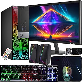 Dell OptiPlex 3060 SFF RGB Computer PC, Intel Core i5-8500, GeForce GT 1030 2GB GDDR5, 16GB RAM, 512GB NVMe, 1TB HDD, 22 Inch HDMI Monitor, Gaming Speakers, WiFi, Bluetooth, Windows 11 Pro (Renewed)