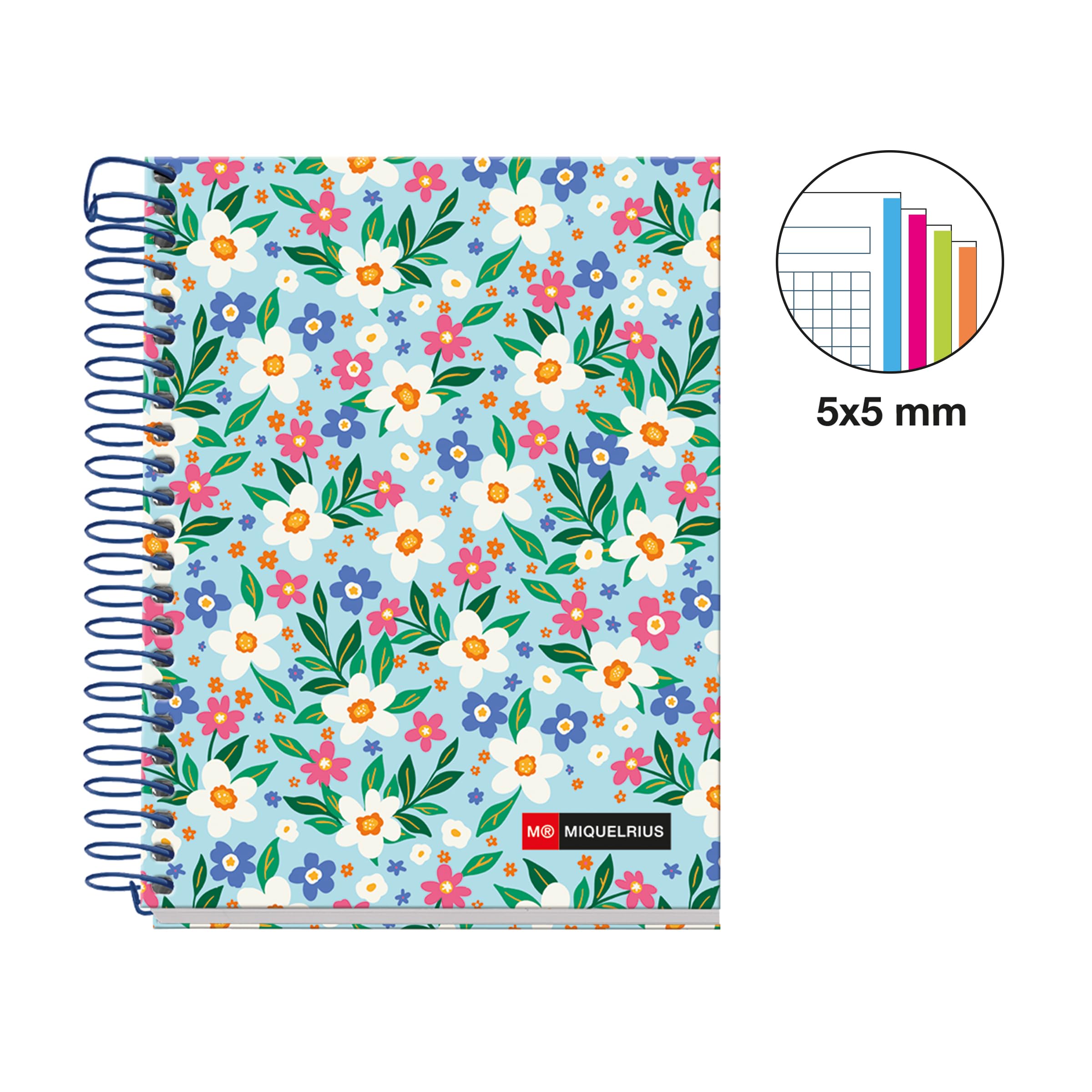 Miquelrius - Cahier A6 petits carreaux 5 mm, 120 feuilles microperforées 4 couleurs multi-matières, papier opaque 70 g/m², couverture carton extra rigide, spirale, Sans perforations, Sweet Soul - 3