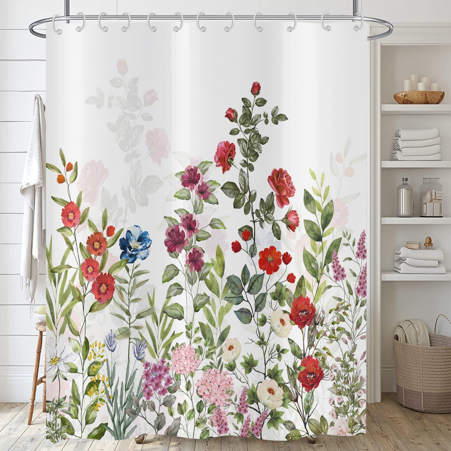 ASDCXZ Tenda da doccia a fiori, 180 x 200 cm, primaverile, dipinta a