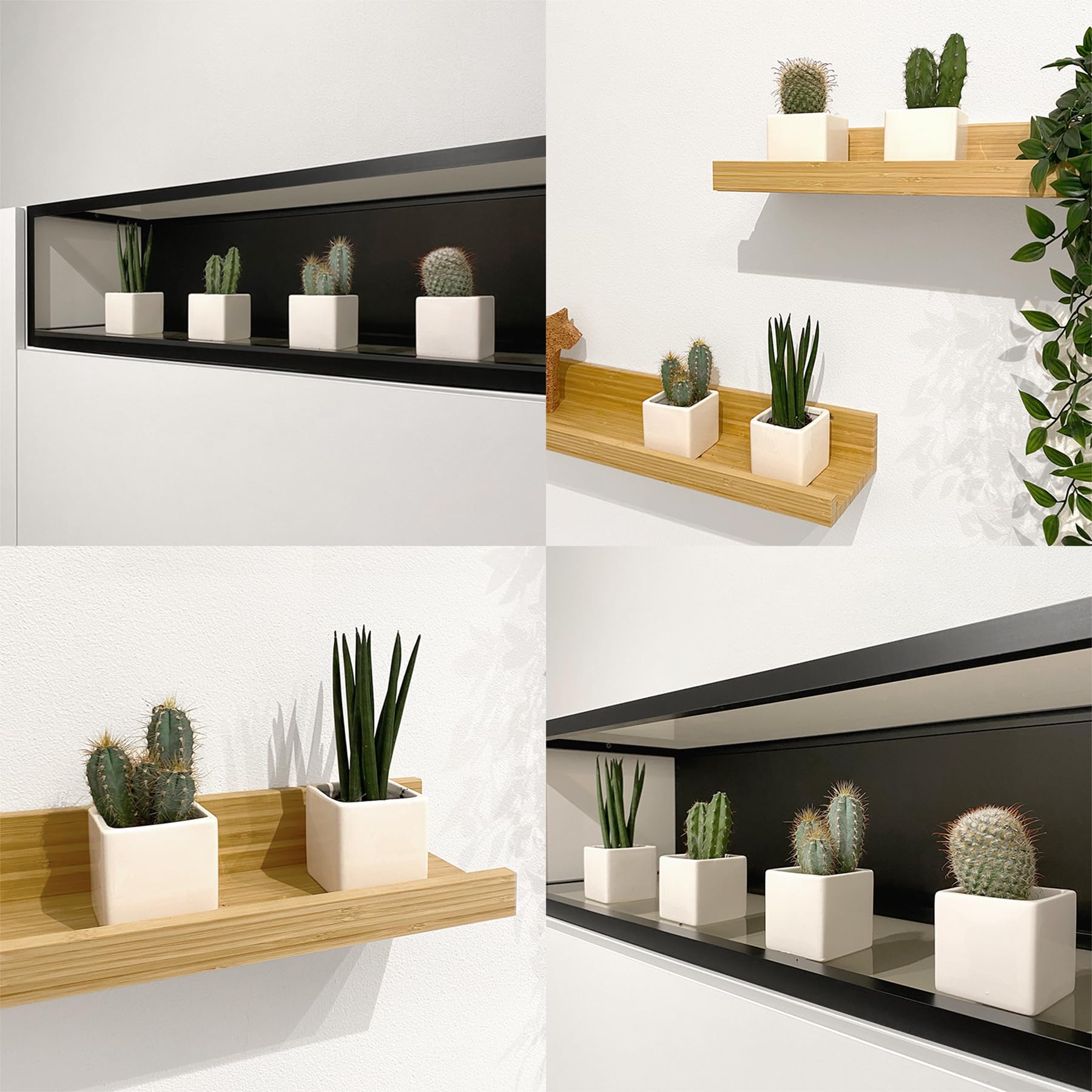 Set di 4 Vasi Bianchi, da Interno in Ceramica Bianca Lucida | Misura 6,5x6,5 cm | Ideali per Piante Grasse, Bonsai, Fiori, Vasetti Decorativi da Interno Moderni per Casa, Scrivania, Tavolo, Ufficio.