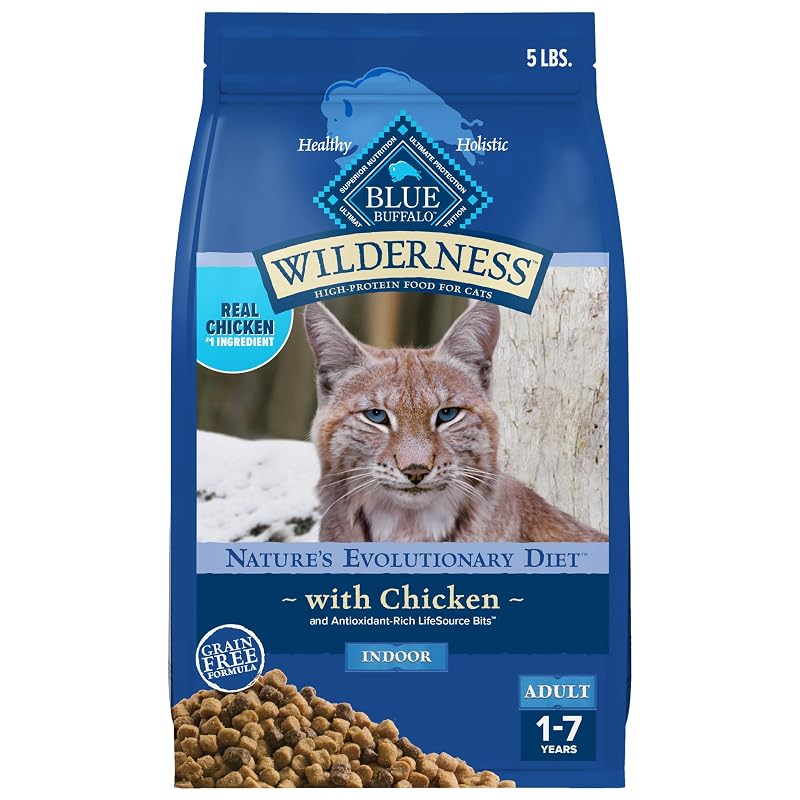 Ração Seca para Gatos Adultos Indoor BLUE WILDERNESS com Frango, Sem Grãos, 2,31 kg