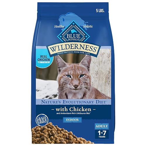Blue Buffalo Wilderness Chicken Adult Indoor Dry Cat Food, Grain-Free, 5 lb | High Protein, Real Chicken #1 Ingredient, Supports Immunity with Antioxidant-Rich LifeSource Bits, Promotes Healthy Digestion