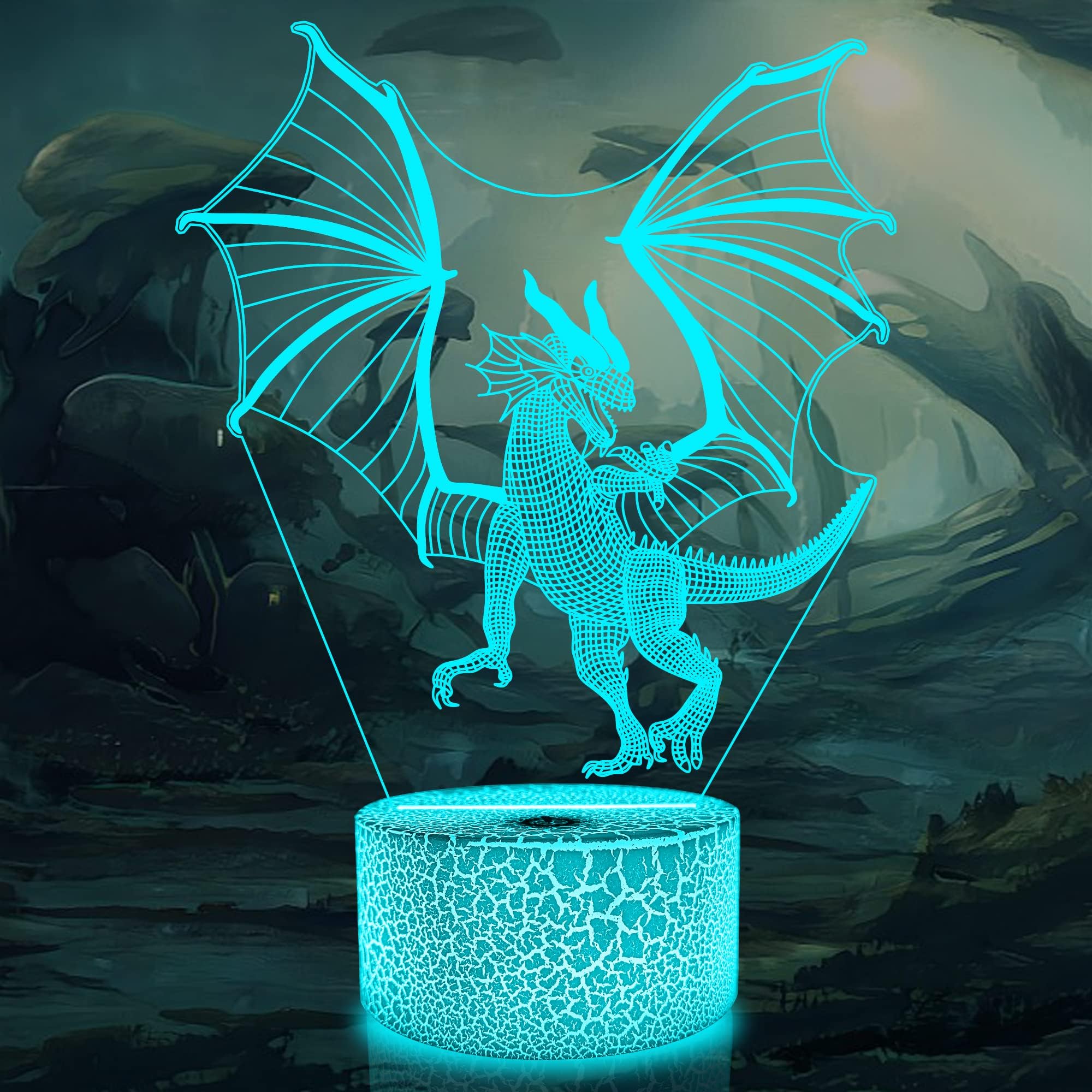 althiqahkeyDragon Night Light for Kids, Ammonite 3D Illusion Lamp with Timer&Touch & Remote Control and 16 Colors Changing, The Best Birthday Christmas Holiday Gifts for Kids Boys