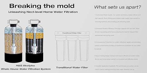 Miniatura 9 de H&G Lifestyles Sistema de filtración de agua para toda la casa Suavizador de agua portátil y paquetes de filtro de agua