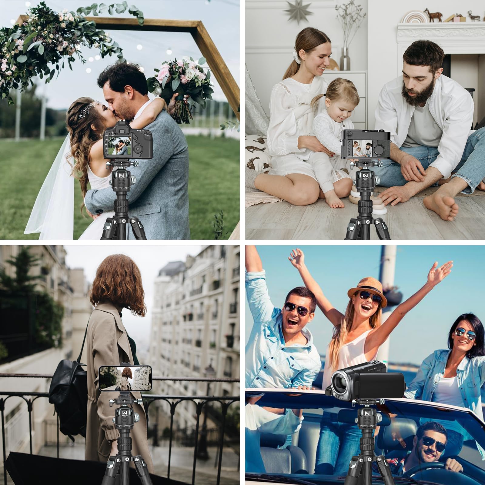 WEYLLAN Doppelter Panorama Low Profile Kugelkopf für 360 °drehbar,Stativkopf mit Schnellwechselplatte 1/4 Arca Swiss QR-Platte, Portable für Einbeinstativ, Camcorder, max. Belastung 25kg.