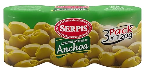 Serpis Aceitunas Españolas Rellenas de Anchoa 3x120gr