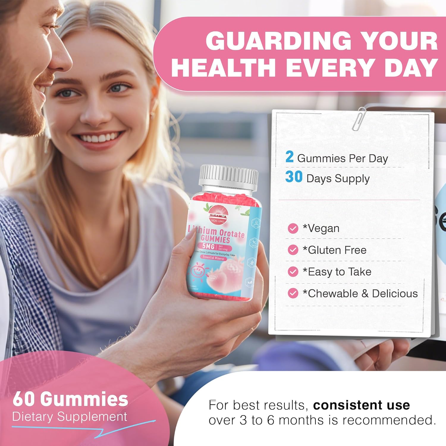 Lithium Orotate 5mg Gummies | Plant-Powered Bioavailable Chewable Lithium Supplement | Support for Daily Tension Balance & Healthy Aging | Non-GMO, Vegan, Gluten-Free | 60 Counts - Image 4