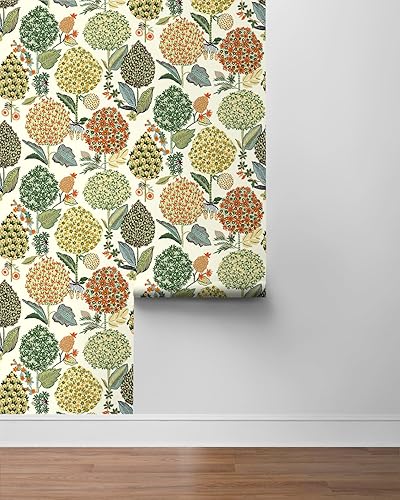 Miniatura 8 de NextWall Blooming Bulbs - Papel tapiz floral para despegar y pegar (melón y abeto)