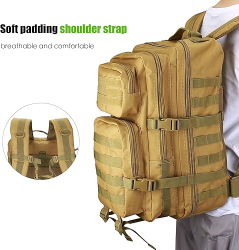Miniatura 7 de Mochila táctica de 40 litros, grande, 3 días, militar, al aire libre, paquete de asalto, mochila de transporte