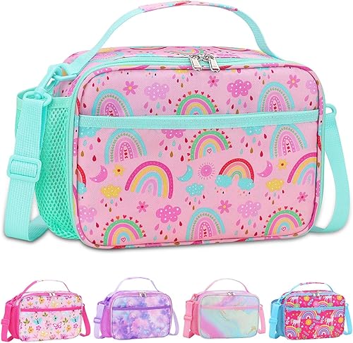 Miniatura 55 de RHCPFOVR Lonchera con inicial para niños, lonchera aislada para niños y niñas, lonchera lavable y lonchera reutilizable a prueba de fugas para la