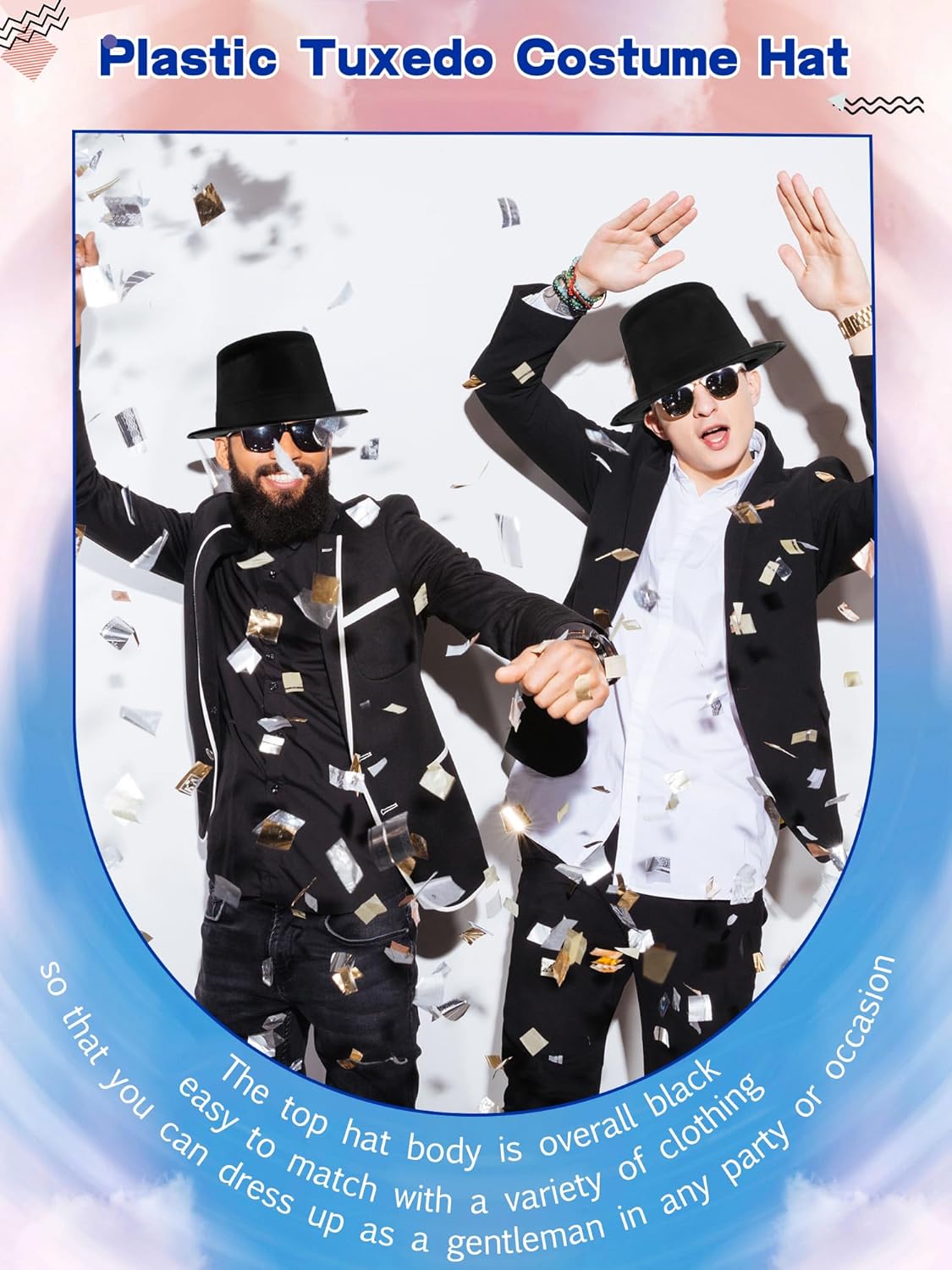 30 Pack Adult Black Top Hats Bulk Plastic Magician Top Hat Dress Top Hat for Men Women Masquerades Party Supplies