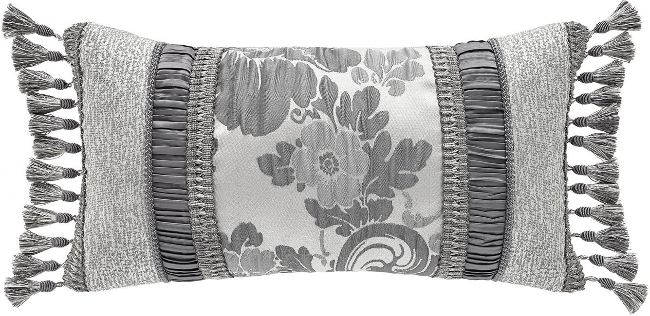 Croscill Everly Silver Pleated Satin Decorative Boudoir