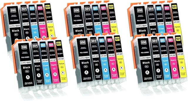 30 XL Ink Cartridges compatible with Canon PGI-550 CLI-551 for Pixma IP7200 IP7250 IX6800 IX6850 MG5400 MG5450 MG5500 MG5550 MG5600 MG5650 MG5655 MG6400 MG6450 MG6600 MG6650 MX725 MX920 MX925