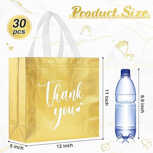 Miniatura 9 de Sweetude 30 bolsas de regalo de agradecimiento con asas a granel, reutilizables, no tejidas, bolsas plegables para regalos de boda, dama de honor