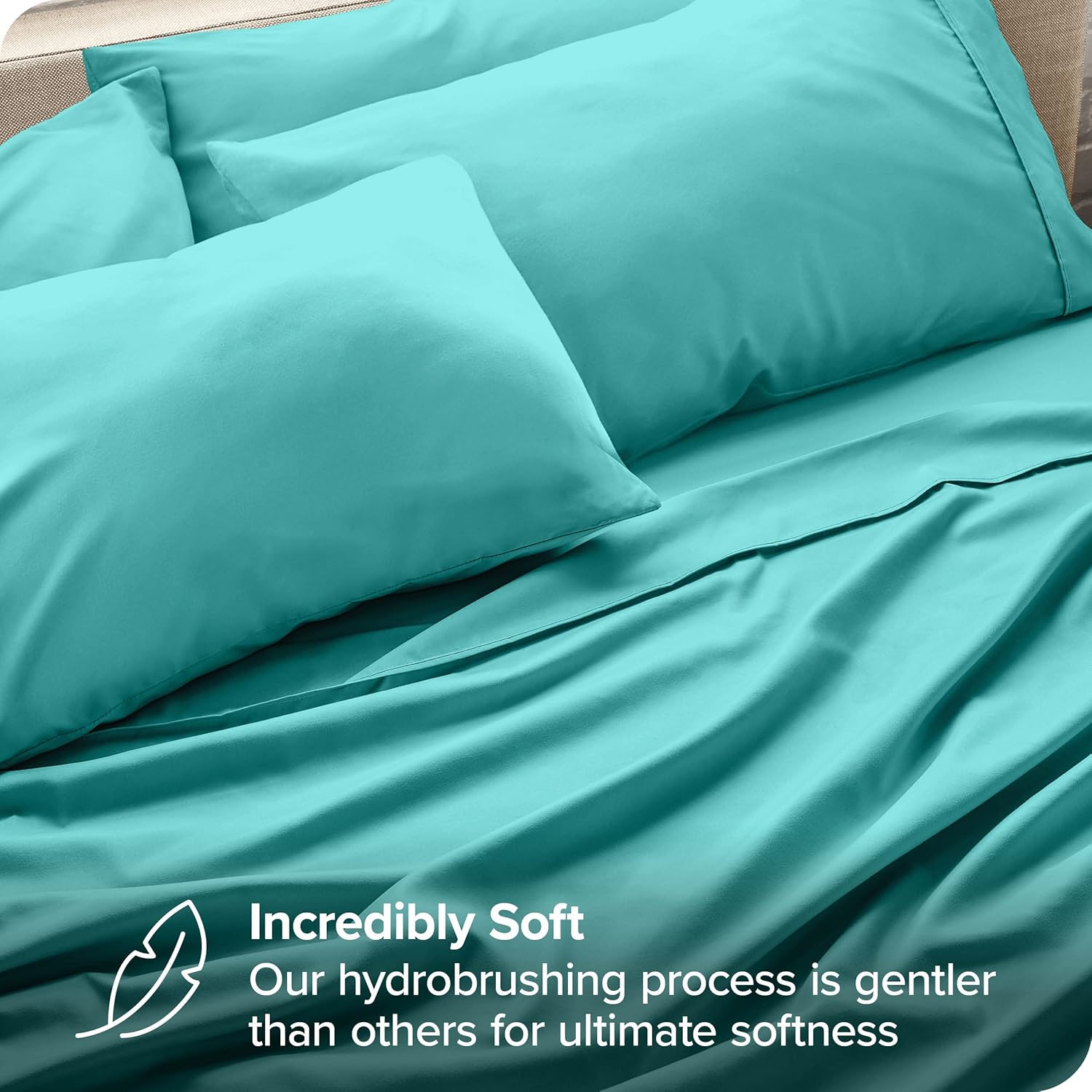 Egyptian Cotton - 6 Piece Bed Sheets Twin Bed Sheet Set with 10 Inches Deep Pocket 1000 Thread Count Soft & Cooling Double Brushed Hotel Sheets - Aqua Blue