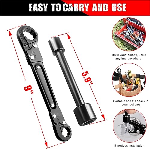 Miniatura 6 de Herramientas de fontanería, kit de llave doble Kwik Tite, llave de parada angular, llave de fontanería. Juego de herramientas de fontanería