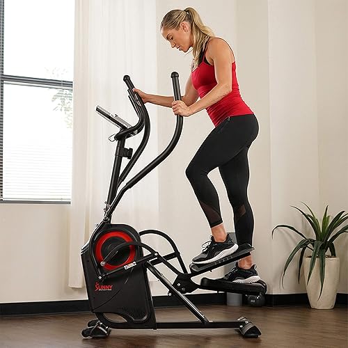 Vista 11 de Sunny Health & Fitness Cardio Climber Stepping Máquina de ejercicio elíptica para el hogar con 8 niveles de resistencia magnética, monitor
