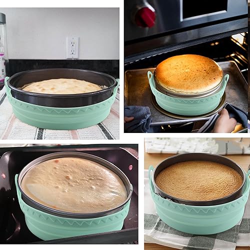 Miniatura 6 de XANGNIER Protector de sartén para tarta de queso para sartén desmontable redonda de 9 pulgadas, bandeja de baño de agua de pastel de queso de