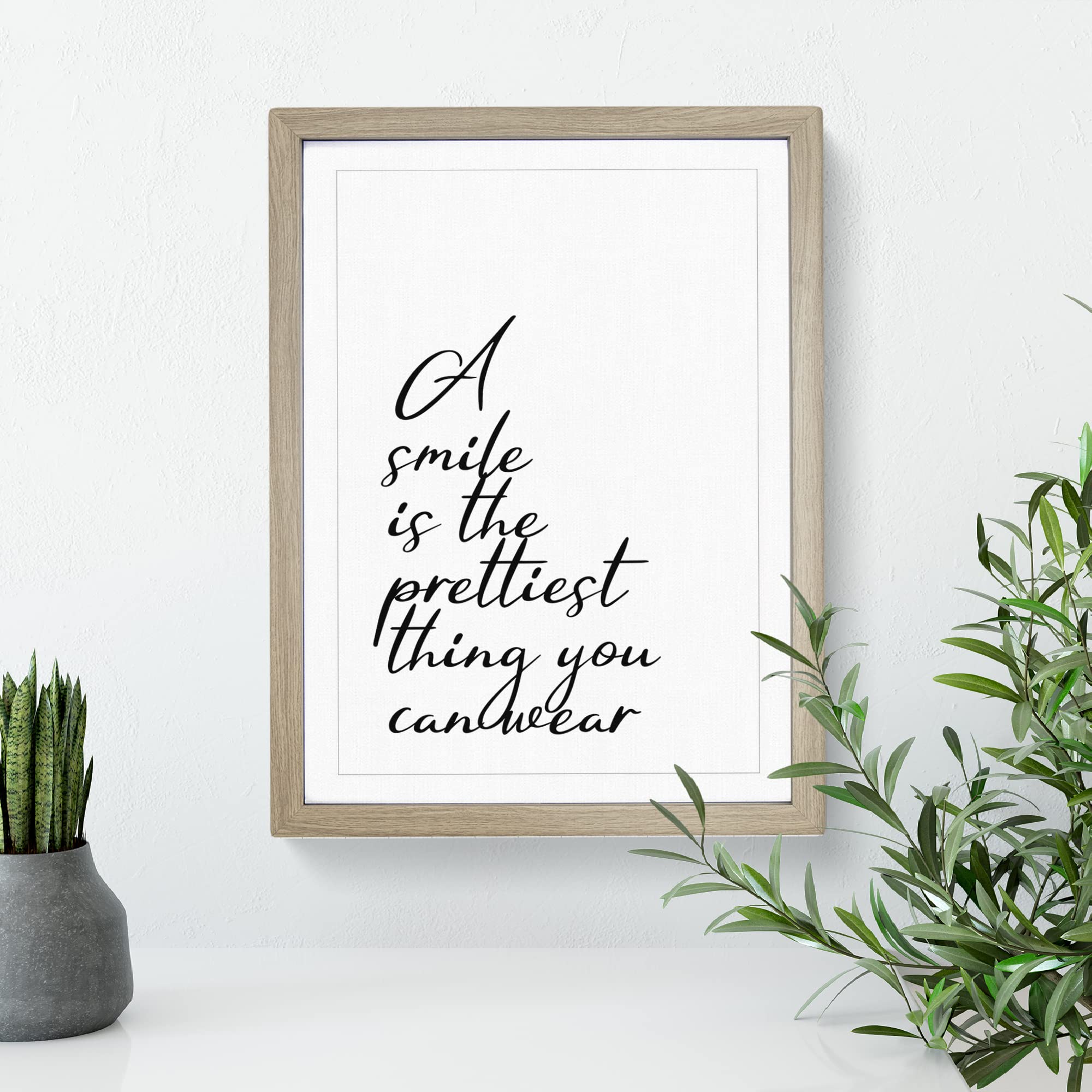 A Smile Is The Prettiest Thing You Can Wear Typography Quote Framed Wall Art Print - Image 2