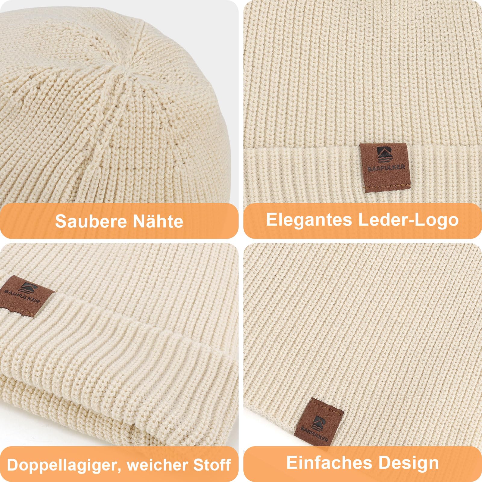 Czapka Beanie dla Mężczyzn i Kobiet, Uniseks Czapki Dzianiny na Jesień Zimę Dzianina Czapka Zimowa Damska Miękka i Ciepła Czapka Knitted Hats,Biały