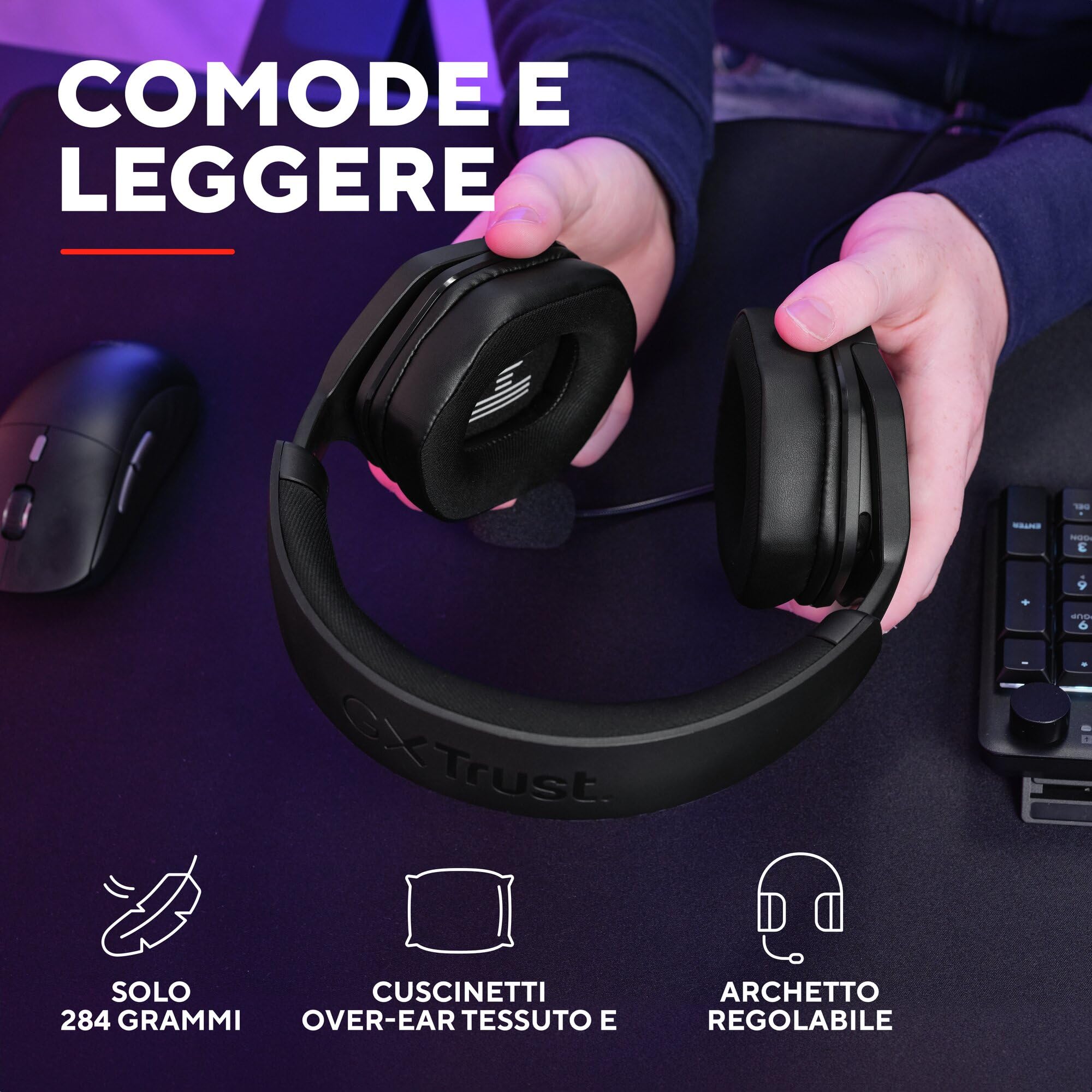 GXTrust 1492 Ravox Cuffie Gaming per PS5 PS4 Switch PC Xbox Mobile, Jack 3.5 mm, Driver da 50 mm, Archetto Imbottito, Cuffie Over Ear con Filo e Microfono Removibile, Nero