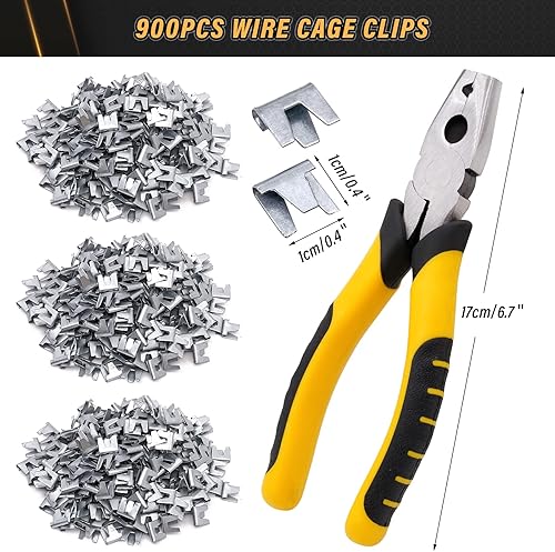 Miniatura 2 de 900 clips de jaula de alambre de pollo con alicates de cerdo, anillos de cerdo, alicates de anillo a presión, herramienta de abrazadera de alambre,