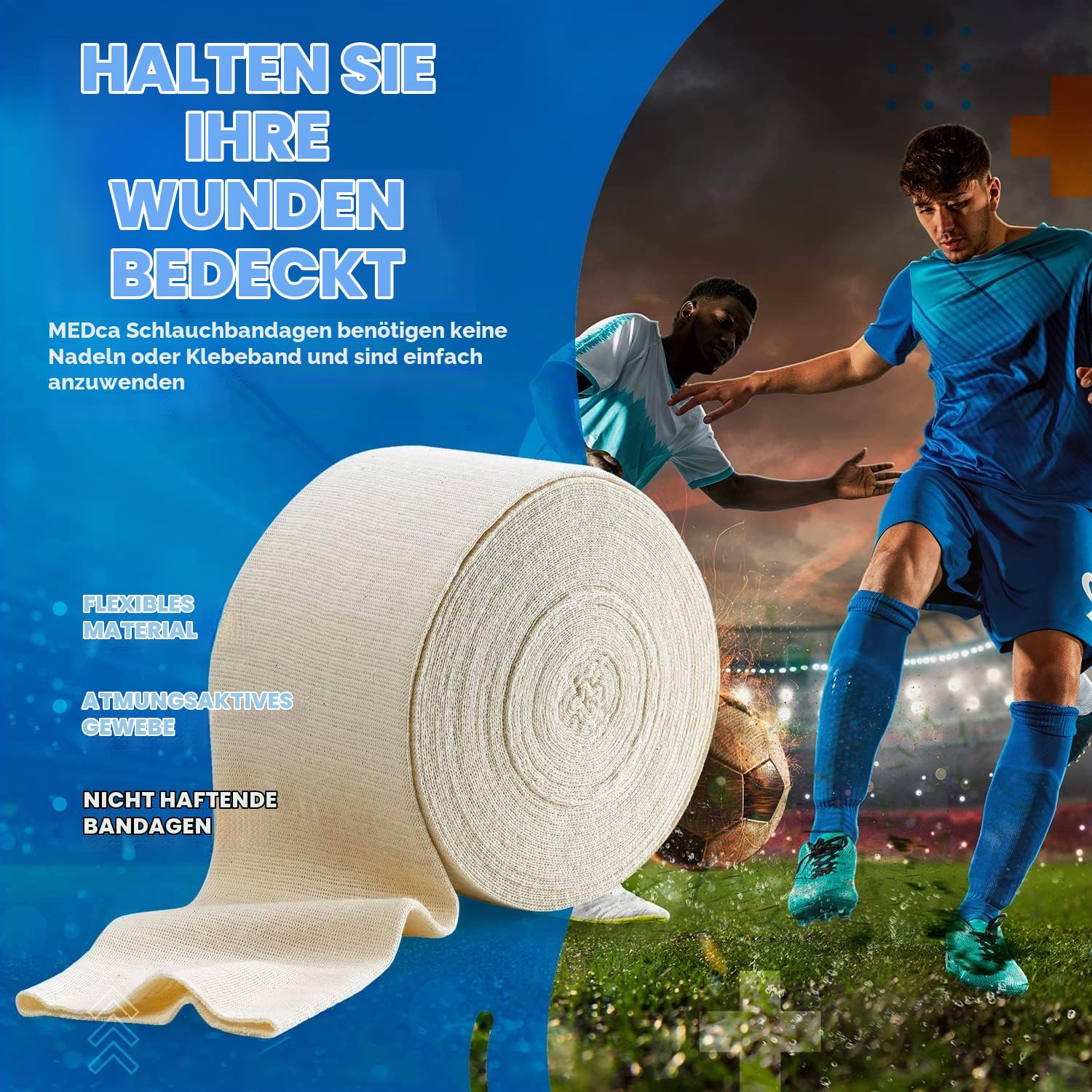 Elastische Schlauchbandage Größe F, 10 m Box, Natürliche Farbe (10 cm x 10 m) Für Große Knie, Stützbandage – Mittlere bis Große Waden, Baumwolle & Elastan