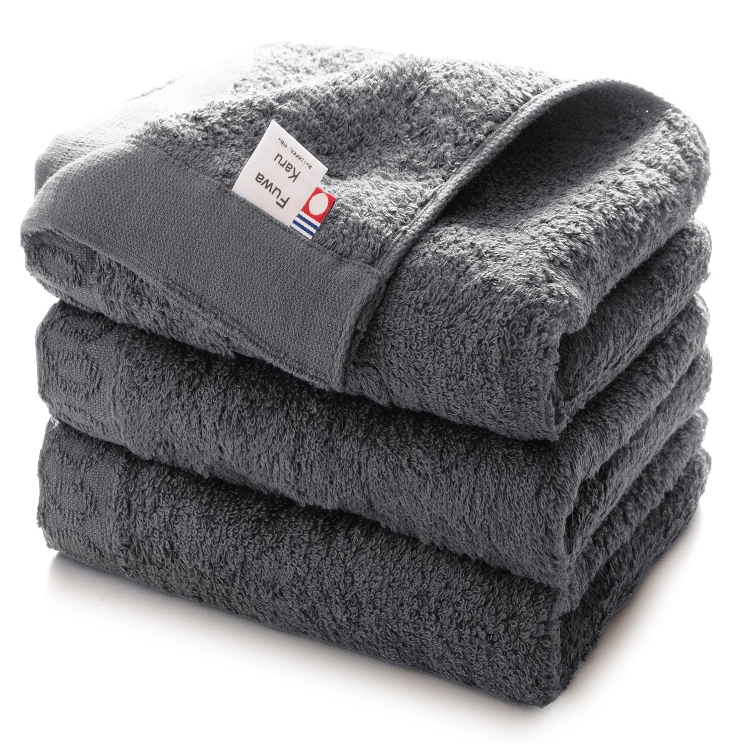 Tramparan Imabari Towel Face Towel 3-Piece Set, Soft, Absorbent, Quick-Drying, Lightweight, Thick, 100% Cotton, Twist-Spun, Fluffy, Made in Japan (Charcoal Gray)